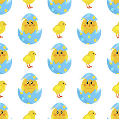 Chicken and Newborn Chick Hatch from Shell Vector