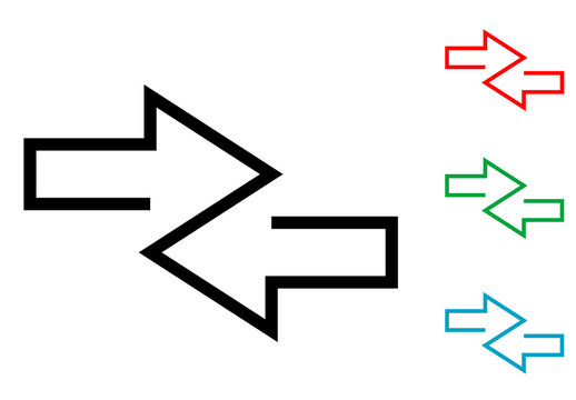 Icono plano flechas dos direcciones varios colores