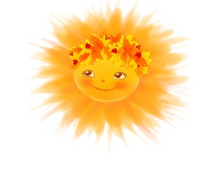 Fototapeta premium Sun face smiling.Hand drawn illustration.
