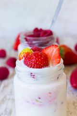 Homemade yogurt with strawberries