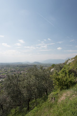 Fototapeta na wymiar Views. Glance from the hills to the Julian Pre-Alps