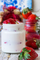 Yogurt with strawberries for breakfast