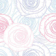 Seamless hand-drawing floral background with flower roses