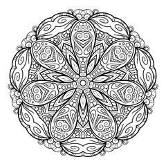 Vector abstract black and white mandala pattern.
