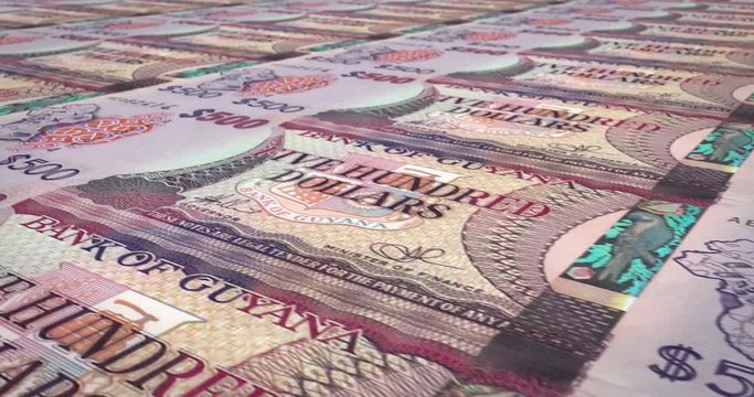 Banknotes of five hundred guyanese dollars of Guyana, cash money, loop