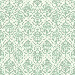 Vector damask seamless pattern background. Classical luxury old fashioned damask ornament, royal victorian seamless texture for wallpapers, textile, wrapping. Exquisite floral baroque template.