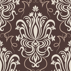 Vector damask seamless pattern element. Classical luxury old fashioned damask ornament, royal victorian seamless texture for wallpapers, textile, wrapping. Exquisite floral baroque template.