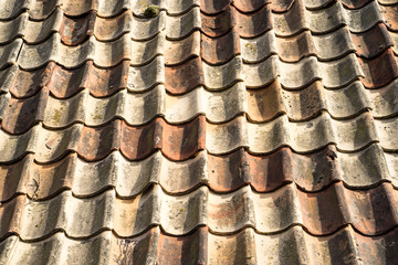 closeup of vintage tile roof