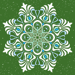 Vector ornamental round lace with damask and arabesque elements. Mehndi style. Orient traditional ornament. Zentangle-like round colored floral ornament.