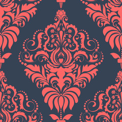 Vector damask seamless pattern element. Classical luxury old fashioned damask ornament, royal victorian seamless texture for wallpapers, textile, wrapping. Exquisite floral baroque template.