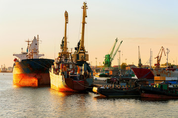 Ships in Baltic sea in Port of Klaipeda