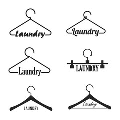 Laundry Logo Vector Set. Isolated on White Background.
