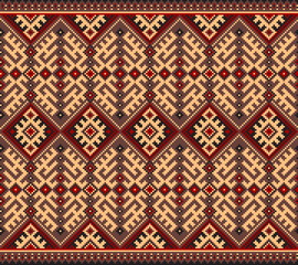 Vector illustration of Ukrainian folk seamless pattern ornament. Ethnic ornament. Border element. Traditional Ukrainian, Belarusian folk art knitted embroidery pattern - Vyshyvanka