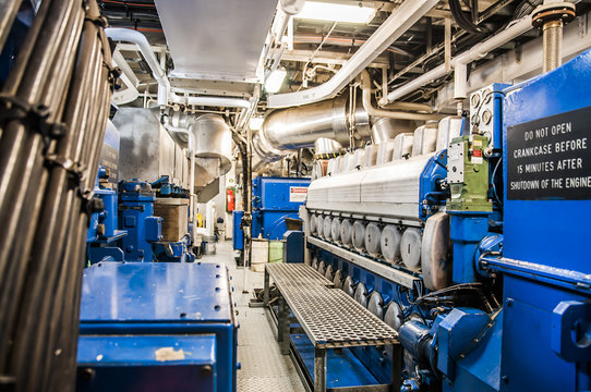 Heavy Machinery On Board Industrial Ship