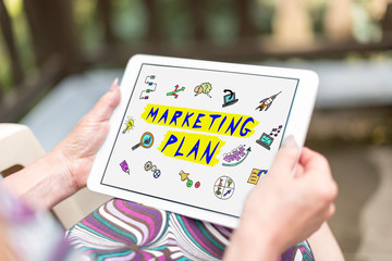 Marketing plan concept on a tablet