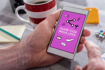 Media likes sharing concept on a smartphone