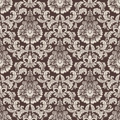 Vector damask seamless pattern background. Classical luxury old fashioned damask ornament, royal victorian seamless texture for wallpapers, textile, wrapping. Exquisite floral baroque template.