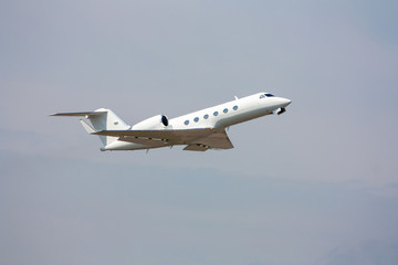 Business jet in the air