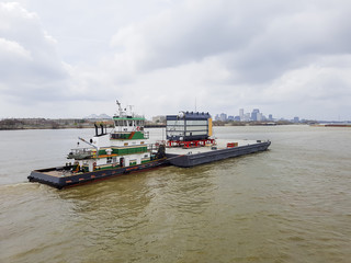 Barge on Mississippi River, New orleans