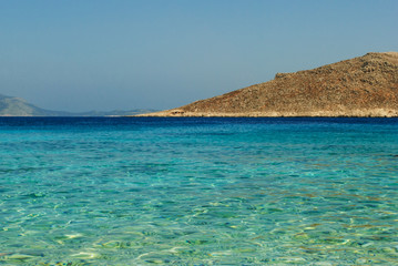Turquoise waters exceptionally strong colors and sharp rocks that surround it