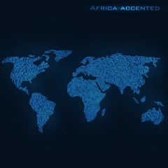 Fototapeta na wymiar World abstract map. Africa accented. Vector background. Futuristic style card. Elegant background for business presentations. Lines, point, planes in 3d space.