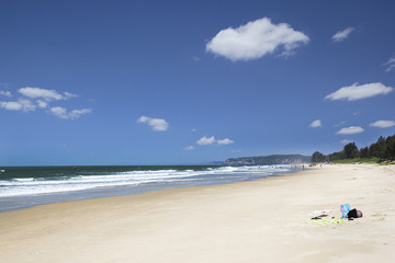 Fototapeta na wymiar Paradise Beach with white sand in Goa, India.
