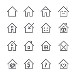 Set of grey house and home icon. Vector Illustration.