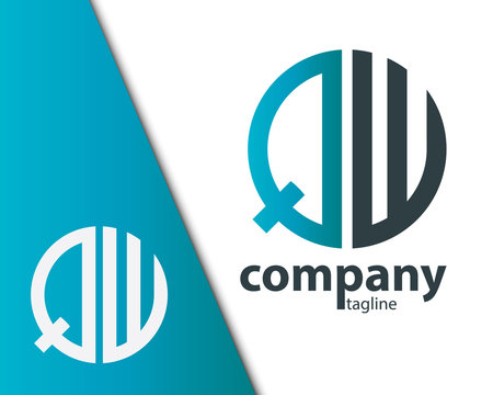 Initial Letter QW With Linked Circle Logo