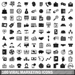 100 viral marketing icons set, simple style 