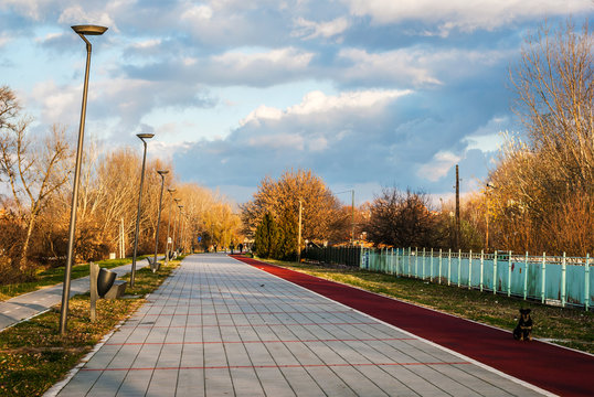 Quay along the river to run or walk, Novi Sad, Serbia