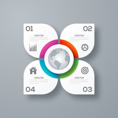 Infographics template four options with circle