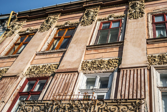 Parts of the building architecture in Arad, Romania
