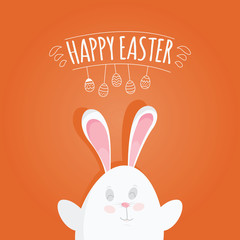 Fototapeta na wymiar Modern vector illustration of Colorful Happy Easter with eggs and rabbits