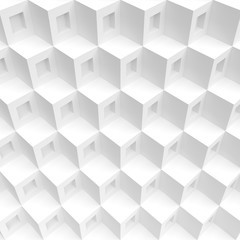 3d Rendering of White Cubes Background. Abstract Futuristic Shape Design