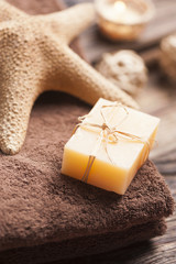 Spa and wellness setting with natural soap