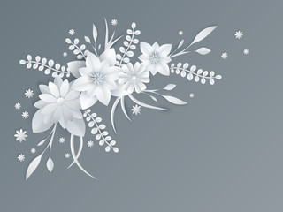 white paper flowers floral background