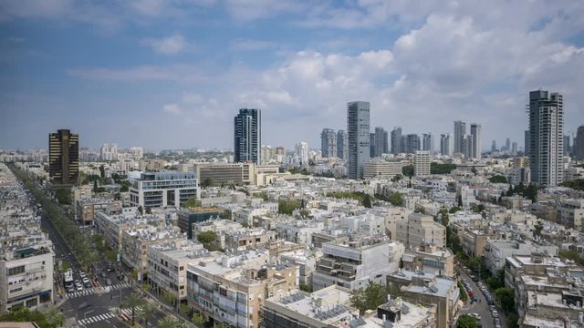 Tel Aviv central city center time lapse from Rabin Square