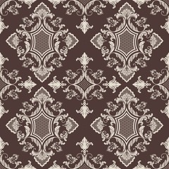 Vector damask seamless pattern background. Classical luxury old fashioned damask ornament, royal victorian seamless texture for wallpapers, textile, wrapping. Exquisite floral baroque template.