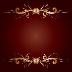 Bordeaux background with elegant golden flower pattern