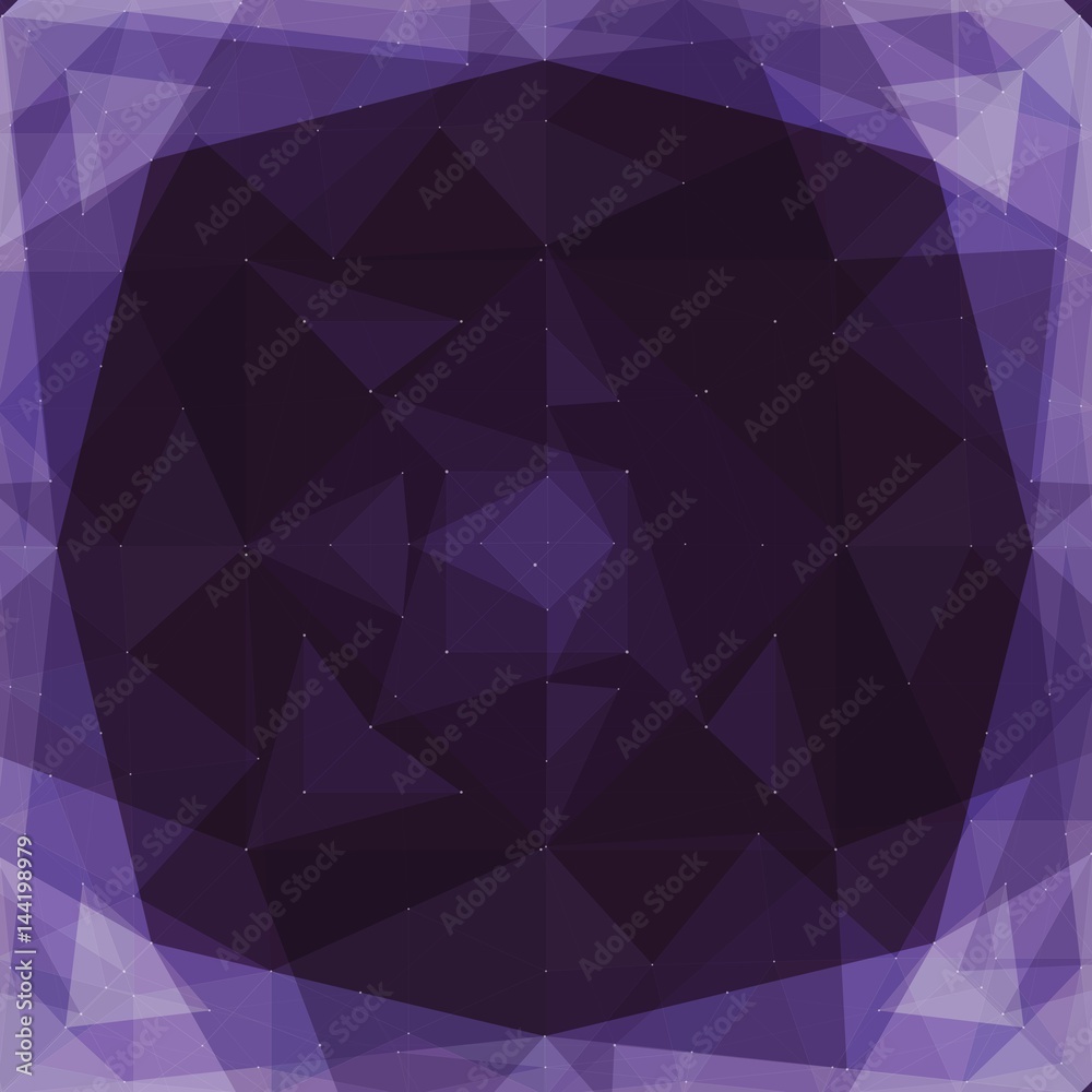 Poster abstract vector mesh background. chaotically connected points and polygons flying in space. flying d