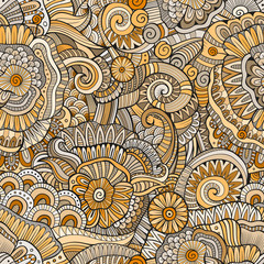 Abstract vector hand drawn nature floral seamless pattern