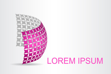 Logo stylized spherical surface with abstract shapes