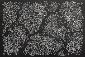 Chalkboard set of holidays objects