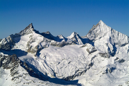 The Zinalrothorn and the Weisshorn in the Canton of Valais, Switzerland Europe