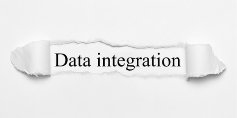 Obraz premium Data integration on white torn paper