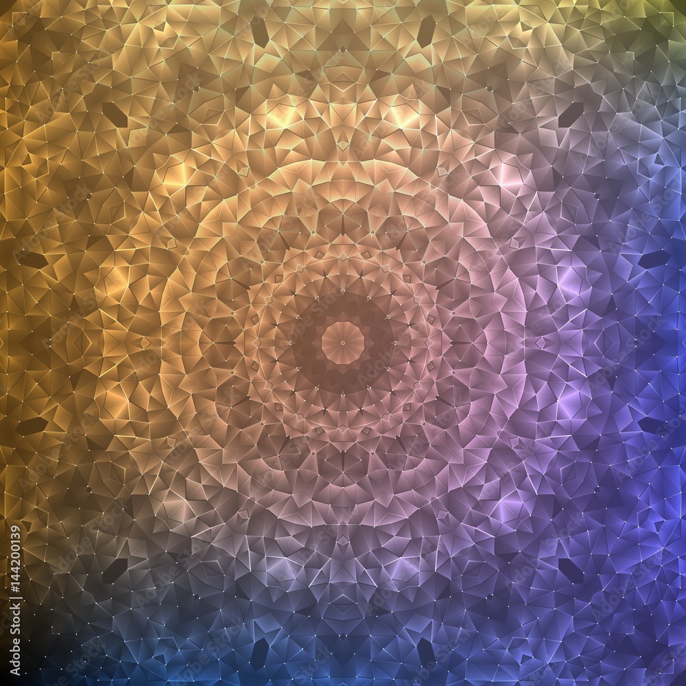 Aufkleber abstract vector mesh background. chaotically connected points and polygons flying in space. flying d