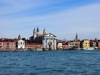 Fototapeta na wymiar Venice salute coastline from the sea