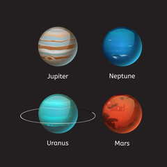 High quality solar system planet galaxy astronomy earth science globe orbit star vector illustration.