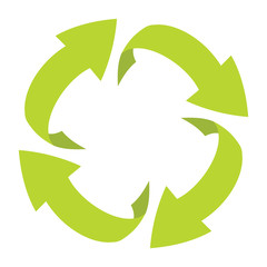 Ecologycal flat green recycle eco sign isolated on white backgro