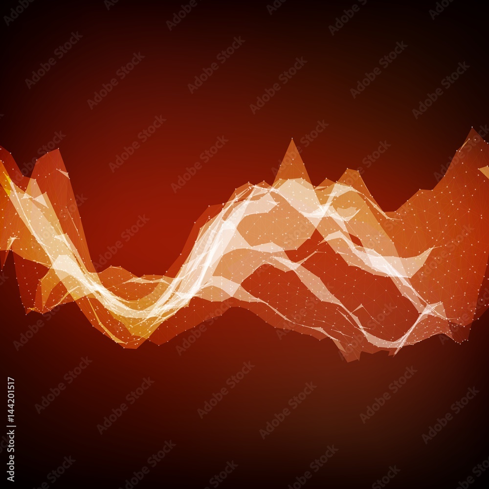 Aufkleber abstract vector mesh background. chaotically connected points and polygons flying in space. flying d